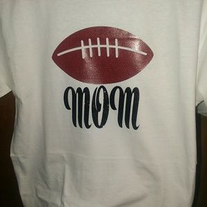 Adult small football mom t shirt